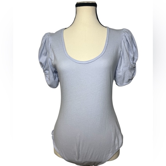 Free people Ava bodysuit puff sleeve with scoop neckline thong size large - Picture 4 of 11